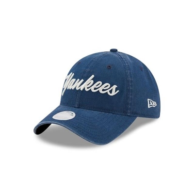 Blue New York Yankees Hat - New Era MLB Team Script 9TWENTY Adjustable Caps USA8402561